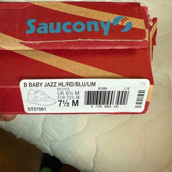 Saucony Baby Jazz Sneakers – Red/Blue/Lime – Size 7.5M (Boys) - Picture 7 of 8